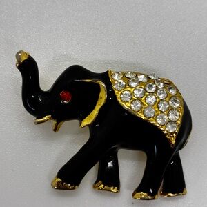 Black and Gold Elephant Brooch